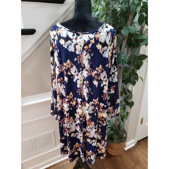 Est 1946 Women's Blue Tie Dye Long Sleeve Round Neck Pullover Shift Dress 18/20W - Picture 8 of 13